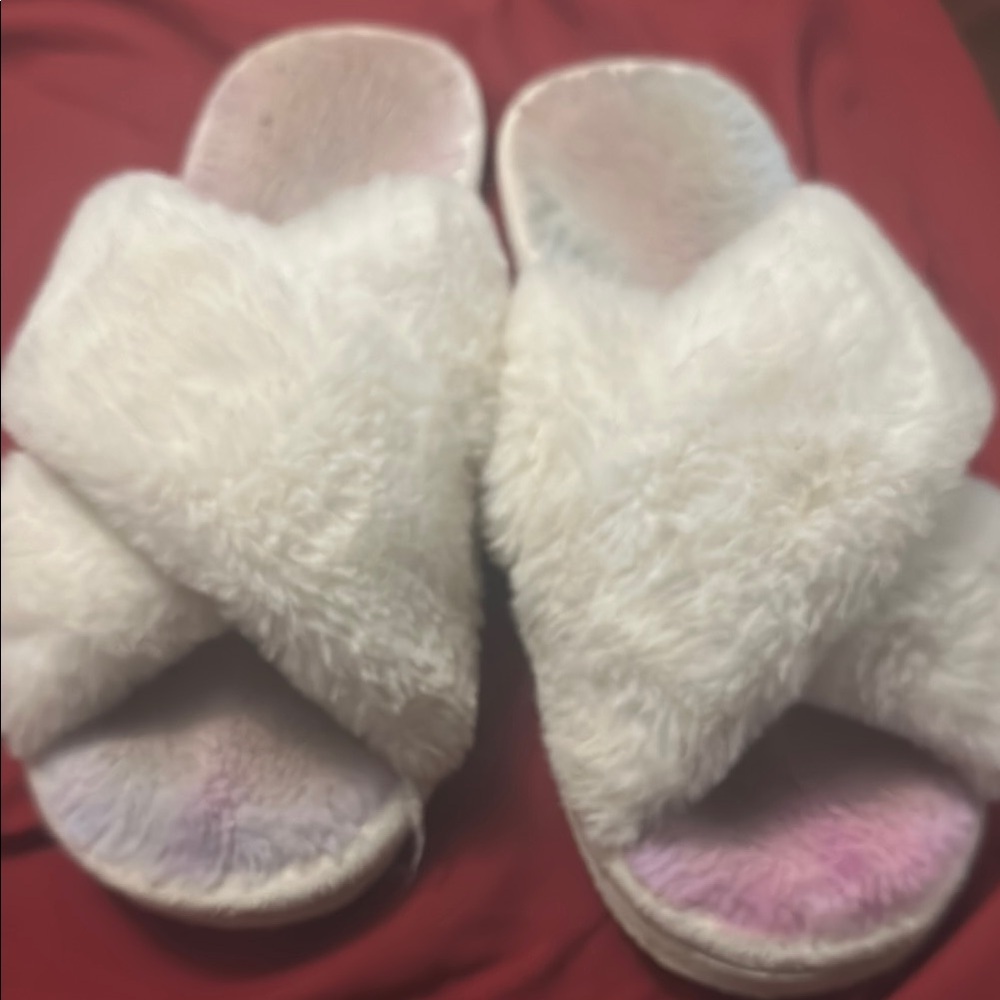 Fluffy White Slippers